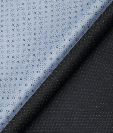 Raymond Mens Dark Firozi Blue Structured Poly Viscose Trouser Fabric With  Exquisite Sky Blue Cotton Printed