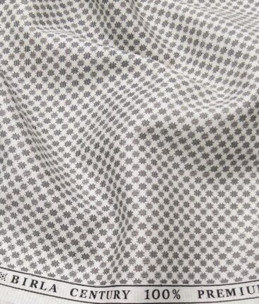 Raymond Men's Blackish Grey Self Checks Poly Viscose Trouser Fabric With Birla Century White Printed Cotton Shirt Fabric (Unstitched Combo)