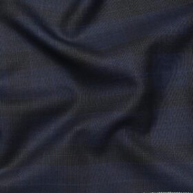 Raymond Men's Dark Blue Self Checks Poly Viscose Trouser Fabric With Mafatlal Sky Printed Cotton Linen Shirt Fabric (Unstitched Combo)