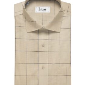 Raymond Men's Dark Brown Self Striped Poly Viscose Trouser Fabric With Monza Oat Beige Checks Cotton Shirt Fabric (Unstitched Combo)