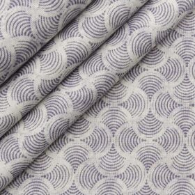 Raymond Men's Dark Blueish Purple Self Striped Poly Viscose Trouser Fabric With White & Purple Print Cotton Shirt Fabric (Unstitched Combo)