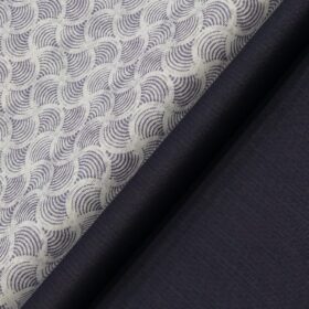Raymond Men's Dark Blueish Purple Self Striped Poly Viscose Trouser Fabric With White & Purple Print Cotton Shirt Fabric (Unstitched Combo)