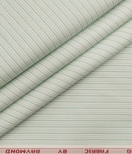 Raymond Men's 100% Premium Cotton Fern Green Unstitched Shirt Fabric (Off-White