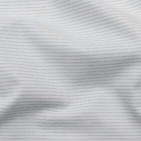 Raymond Men's Poly Cotton Blue Pin Stripes Unstitched Shirt Fabric (White