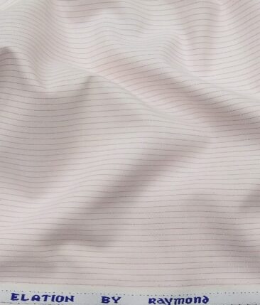 Raymond Men's Poly Cotton Pink Pin Stripes Unstitched Shirt Fabric (White