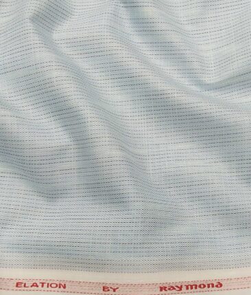 Raymond Men's Poly Cotton Self Stripes Unstitched Shirt Fabric (Sky Blue