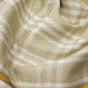 Soktas Men's Egyptian Giza Cotton White Broad Checks Unstitched Shirt Fabric (Beige