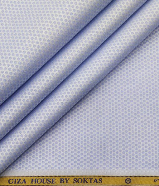 Soktas Men's Egyptian Giza Cotton Circle Jacquard Unstitched Shirt Fabric (Sky Blue