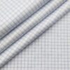 Soktas Men's 2 Ply 120's Egyptian Giza Cotton Blue Checks Unstitched Shirt Fabric (White