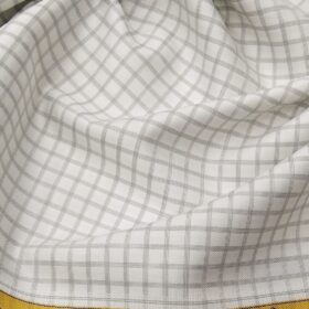 Soktas Men's 2 Ply 120's Egyptian Giza Cotton Grey Checks Unstitched Shirt Fabric (White