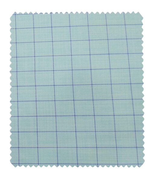 Donear Men's Blue Checks Terry Rayon Unstitched Suiting Fabric (Light Arctic Blue)