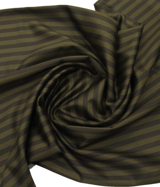 Donear Men's Striped Terry Rayon Unstitched Suiting Fabric (Coffee Brown)