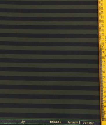 Donear Men's Striped Terry Rayon Unstitched Suiting Fabric (Green)