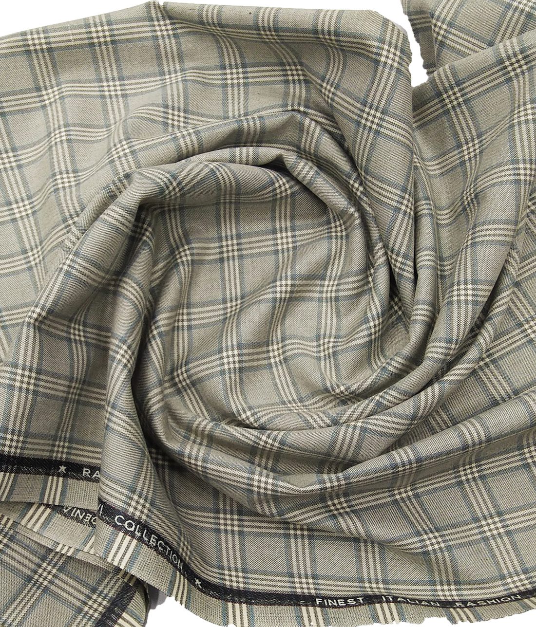 Donear Men's Checks Terry Rayon Unstitched Suiting Fabric (Beigish Grey)