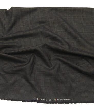 Italian Channel Men's Terry Rayon Self Checks Unstitched Suiting Fabric (Dark Grey)