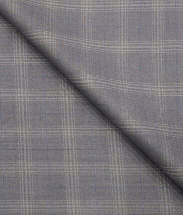 Marcellino Men's Terry Rayon Plaid Checks Unstitched Suiting Fabric (Blueish Grey)