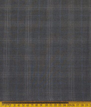 Marcellino Men's Terry Rayon Plaid Checks Unstitched Suiting Fabric (Dark Grey)