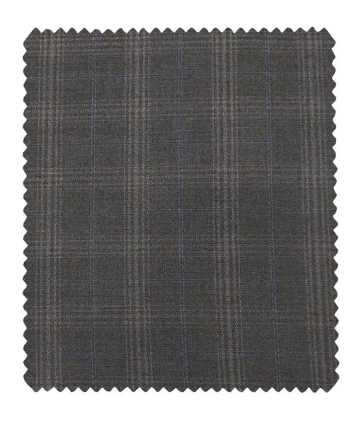 Marcellino Men's Terry Rayon Plaid Checks Unstitched Suiting Fabric (Dark Grey)