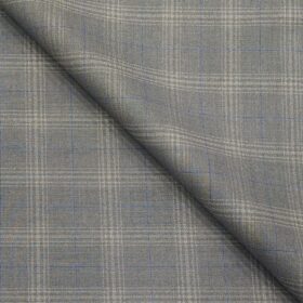 Marcellino Men's Terry Rayon Plaid Checks Unstitched Suiting Fabric (Light Grey)