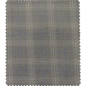 Marcellino Men's Terry Rayon Plaid Checks Unstitched Suiting Fabric (Light Grey)
