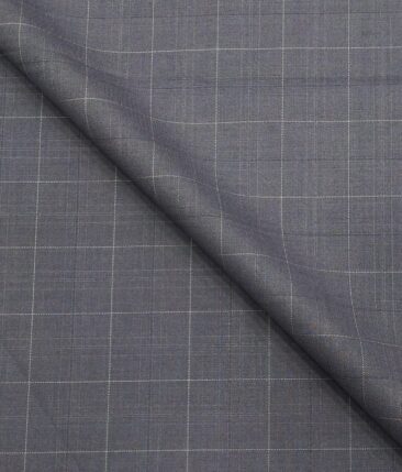 Marcellino Men's Terry Rayon Plaid Checks Unstitched Suiting Fabric (Pewter Grey)