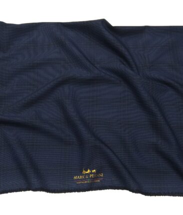 Mark & Peanni Men's Terry Rayon Structured Cum Checks Unstitched Suiting Fabric (Dark Blue)