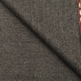 OCM Men's Herringbone 100% Pure Merino Wool Thick Tweed Unstitched Jacketing & Blazer Fabric (Dark Grey