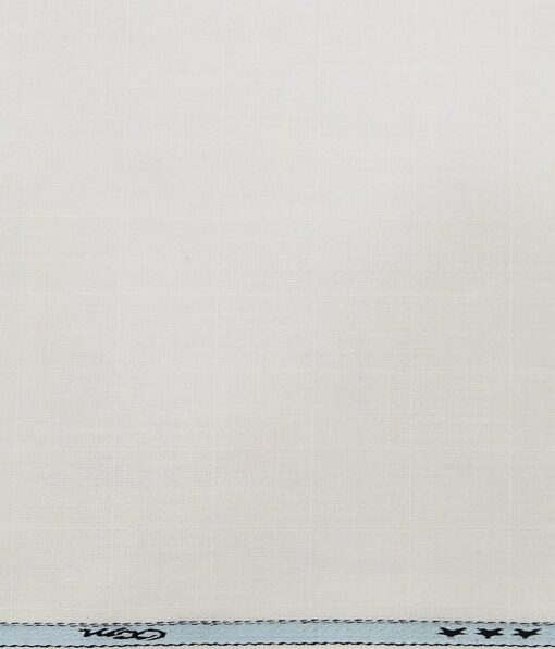 OCM Men's Self Check 15% Merino Wool Unstitched Safari Suit Fabric (White