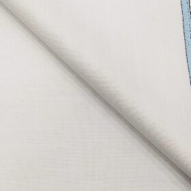 OCM Men's Self Check 15% Merino Wool Unstitched Safari Suit Fabric (White