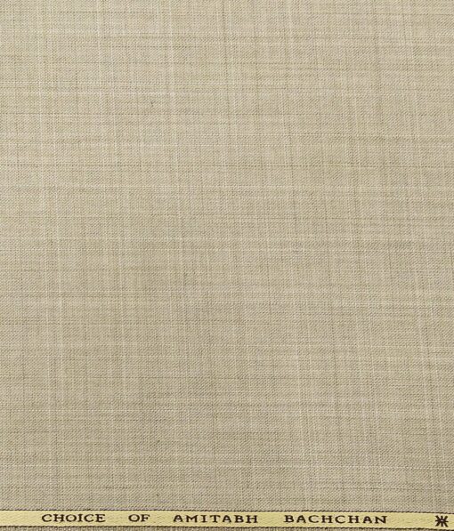 OCM Men's Self Design 25% Merino Wool Unstitched Safari Suit Fabric (Beige