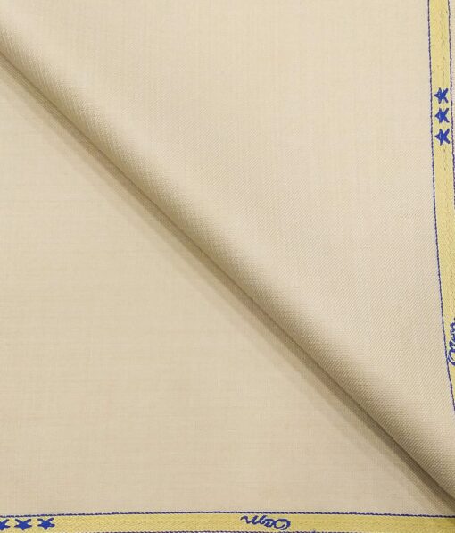 OCM Men's Self Design 35% Merino Wool Unstitched Safari Suit Fabric (Cream