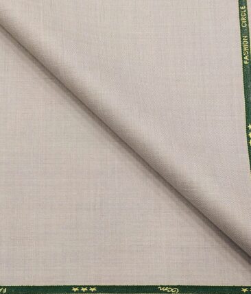 OCM Men's Self Design 32% Merino Wool Unstitched Safari Suit Fabric (Light Beigish Grey