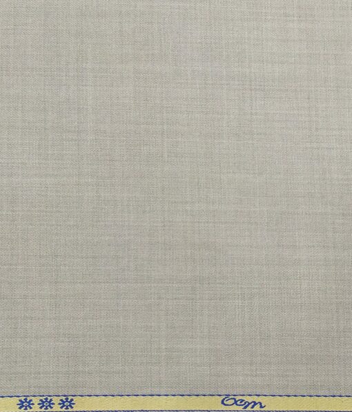 OCM Men's Self Design 35% Merino Wool Unstitched Safari Suit Fabric (Light Silver Grey