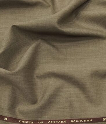 OCM Men's Self Design 45% Merino Super 100's Wool Unstitched Suiting Fabric (Medium Brown)
