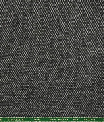 OCM Men's Structured 100% Pure Merino Wool Thick Tweed Unstitched Jacketing & Blazer Fabric (Dark Grey
