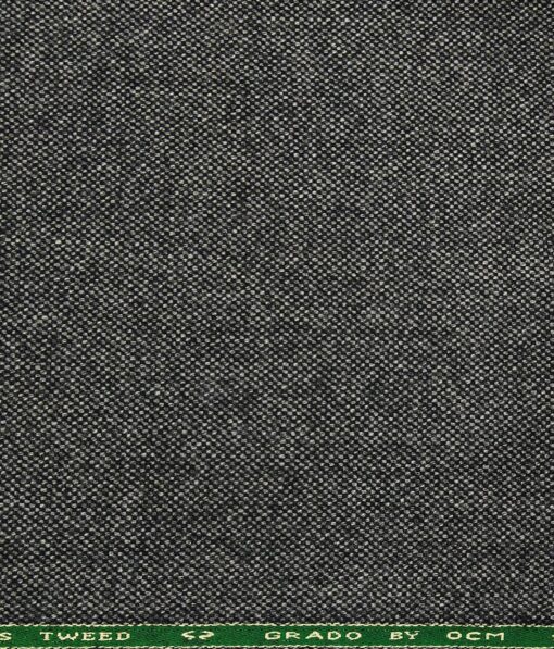 OCM Men's Structured 100% Pure Merino Wool Thick Tweed Unstitched Jacketing & Blazer Fabric (Dark Grey