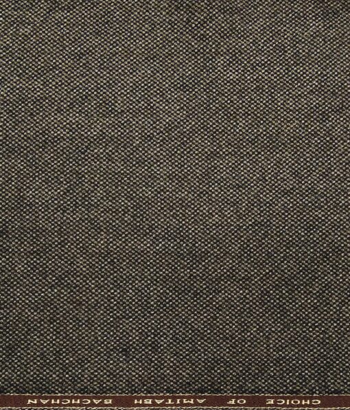 OCM Men's Structured 100% Pure Merino Wool Thick Tweed Unstitched Jacketing & Blazer Fabric (Greenish Brown
