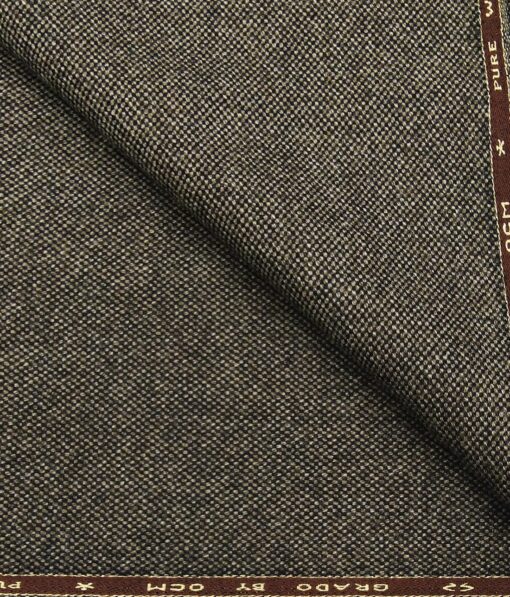 OCM Men's Structured 100% Pure Merino Wool Thick Tweed Unstitched Jacketing & Blazer Fabric (Greenish Brown