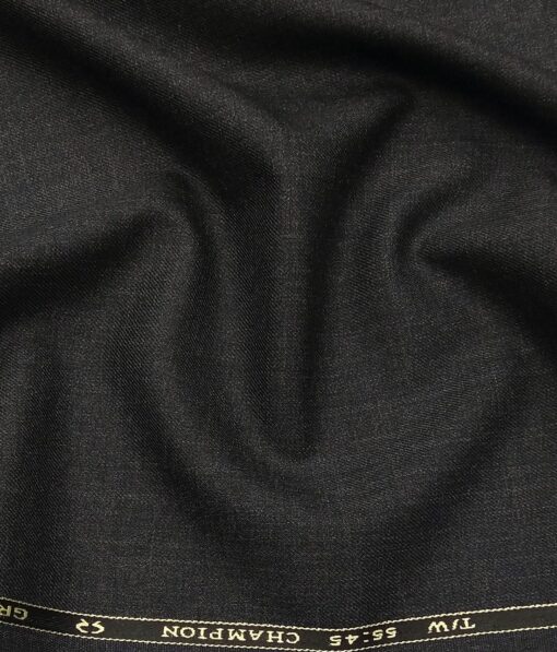 OCM Men's Self Design 45% Merino Wool Unstitched Suiting Fabric (Dark Worsted Grey)