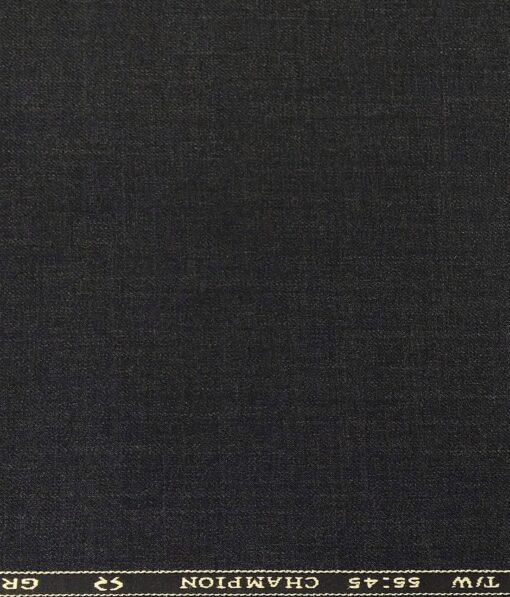 OCM Men's Self Design 45% Merino Wool Unstitched Suiting Fabric (Dark Worsted Grey)