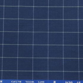 OCM Men's White Checks 45% Merino Super 100's Wool Unstitched Suiting Fabric (Royal Blue)