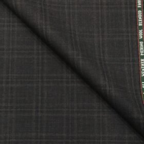 Raymond Men's Self Broad Checks 35% Merino Wool Unstitched Suit Fabric (Dark Grey