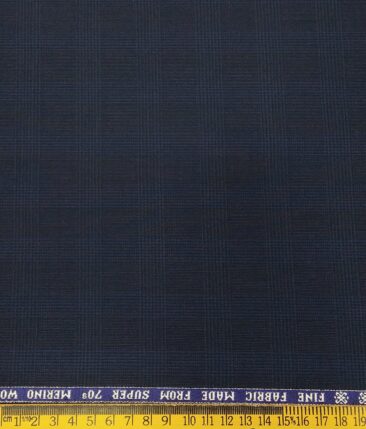 Raymond Men's Self Broad Checks 35% Merino Woo Super 70's Unstitched Suit Fabric (Dark Blue