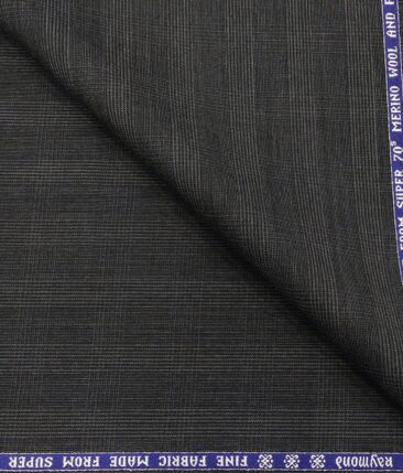 Raymond Men's Self Checks 35% Merino Wool Unstitched Suit Fabric (Dark Worsted Grey