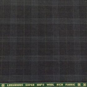 Raymond Men's Self Broad Checks 50% Merino Wool Super 100's Unstitched Suit Fabric (Dark Grey