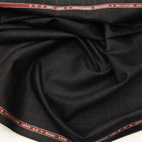 Raymond Men's Brown Checks 35% Merino Wool Unstitched Suiting Fabric (Blackish Grey)