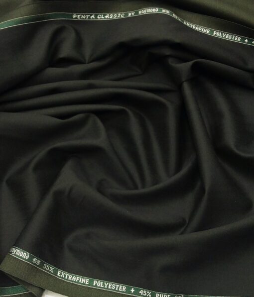 Raymond Men's 45% Merino Wool Super 90's Self Design Unstitched Suiting Fabric (Dark Green)