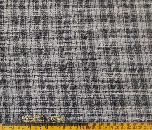 Absoluto Men's Terry Rayon Unstitched Checks Suiting Fabric (Light Grey)