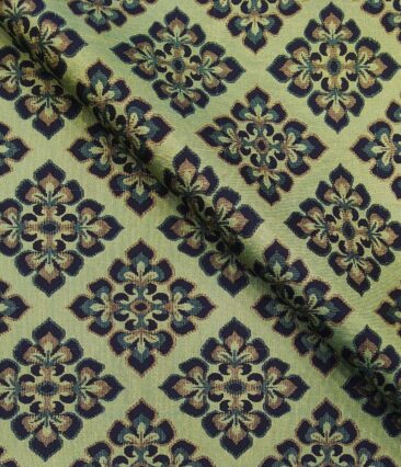Absoluto Men's Terry Rayon Unstitched Jacquard Modi Jacket 2 Meter Suiting Fabric (Lime Green) - Image 2