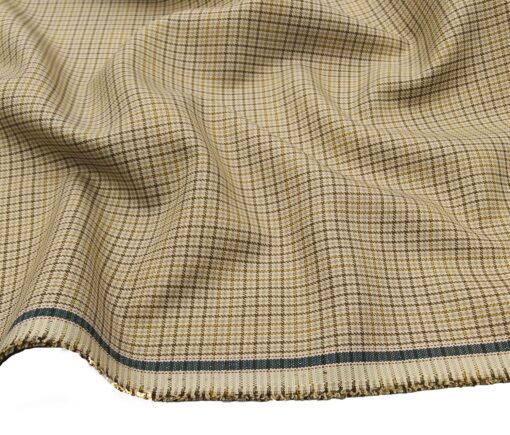 Absoluto Men's Terry Rayon Unstitched Checks Suiting Fabric (Beige)